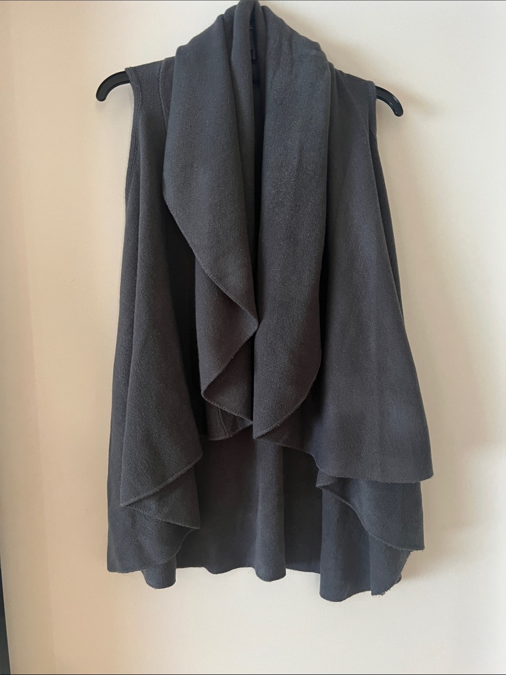 Women’s Draped Dark Gray Sleeveless Cascade Vest